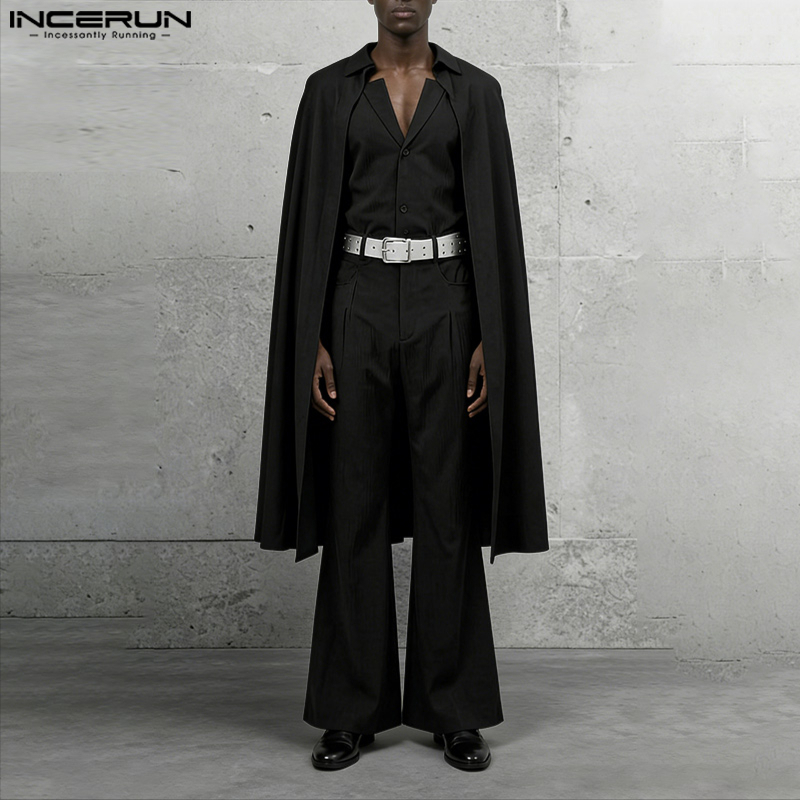 Men'S Fashion Loose Pants - طقم رجالي من INCERUN بلون موحد،