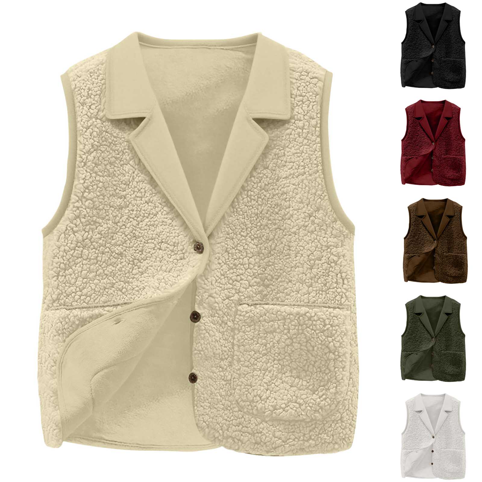 Sherpa Jacket Fleece - سترة نسائية من صوف شيربا، ياقة