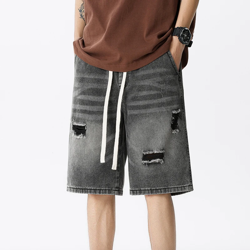 جينز رجالي قصير ممزق من الدنيم - مراجعة Men'S Fashion Loose Pants وسعره
