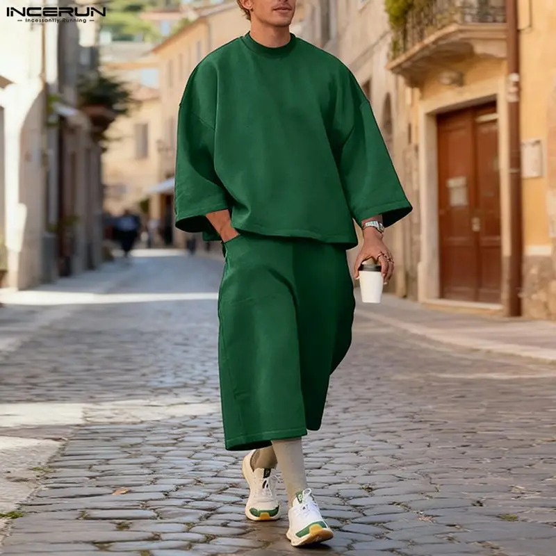 طقم رجالي من INCERUN بلون موحد - مراجعة Men'S Fashion Loose Pants وسعره