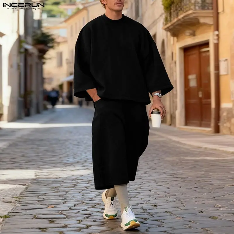 طقم رجالي من INCERUN بلون موحد - مراجعة Men'S Fashion Loose Pants وسعره