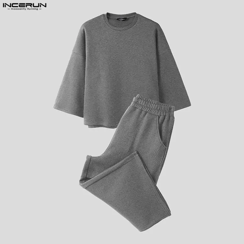 طقم رجالي من INCERUN بلون موحد - مراجعة Men'S Fashion Loose Pants وسعره
