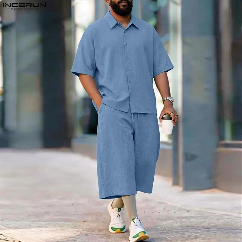 طقم رجالي من INCERUN، قميص بأك - مراجعة Men'S Fashion Loose Pants وسعره