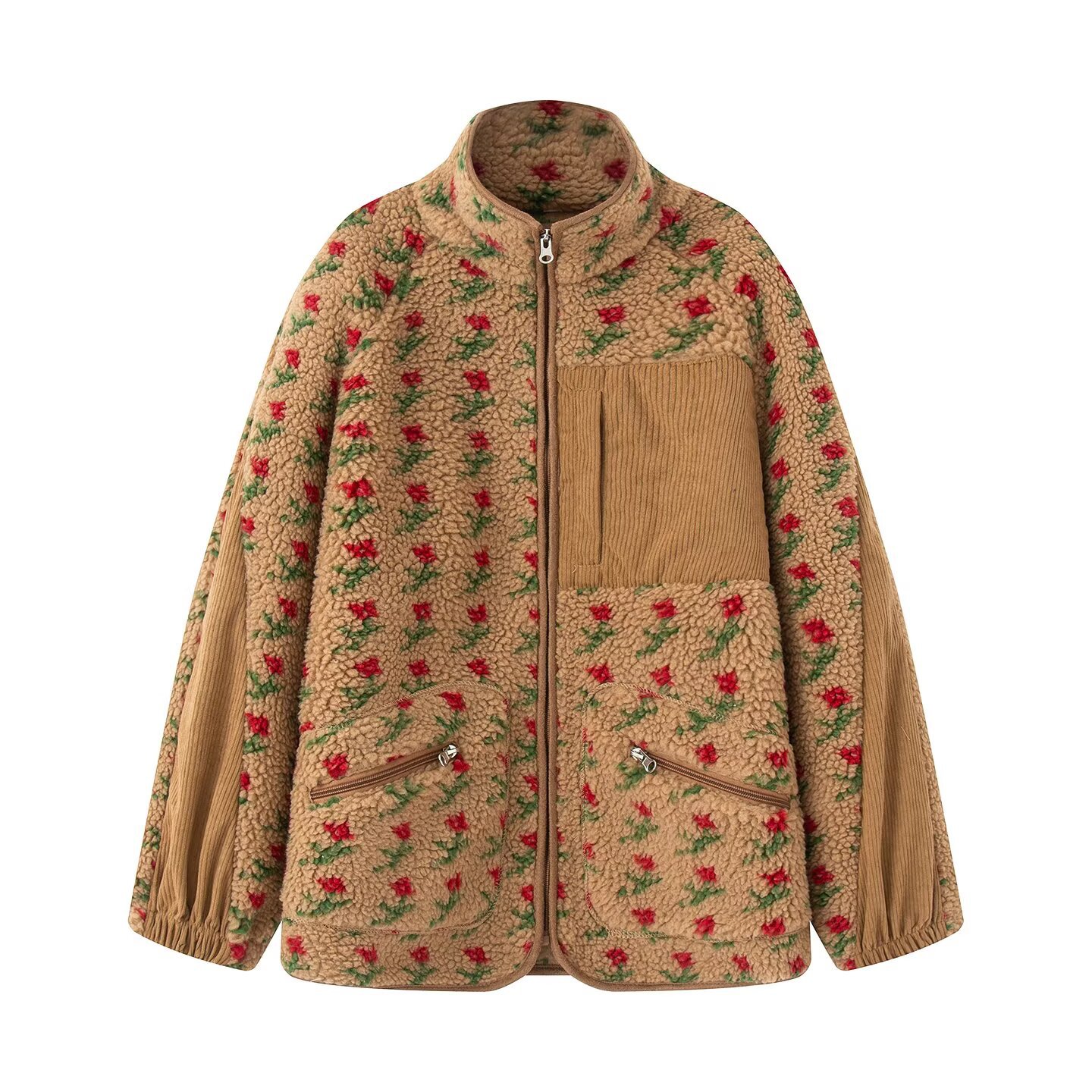 سترة الأزهار الموضة للنساء خري - مراجعة Sherpa Jacket Fleece وسعره