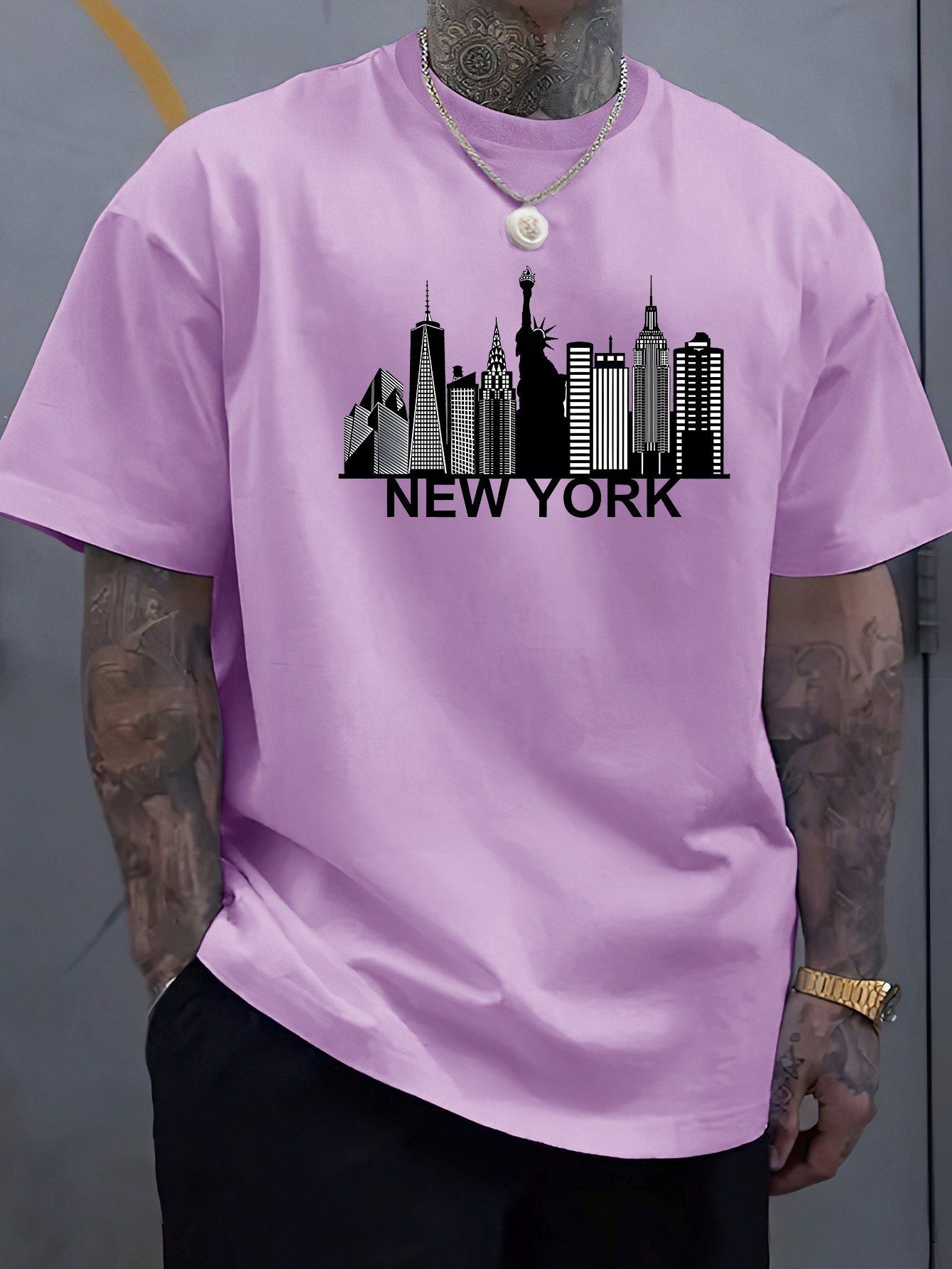 قميص رجالي قطني بطبعة مدينة ني - مراجعة Men'S Fashion New York وسعره