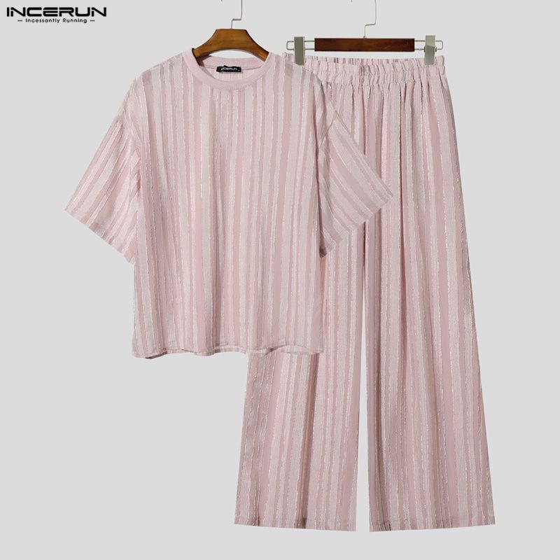 طقم رجالي من INCERUN مكون من ق - مراجعة Men'S Fashion Loose Pants وسعره