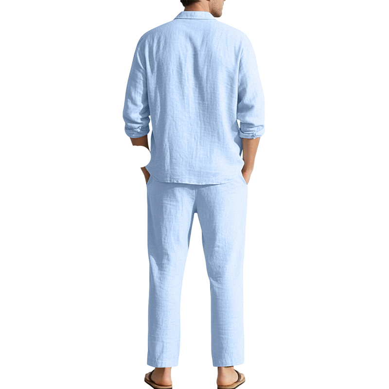 أطقم كاجوال من الكتان للربيع و - مراجعة Men'S Fashion Loose Pants وسعره