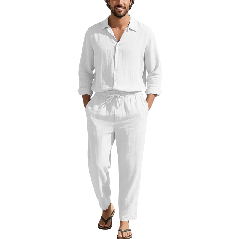 أطقم كاجوال من الكتان للربيع و - مراجعة Men'S Fashion Loose Pants وسعره