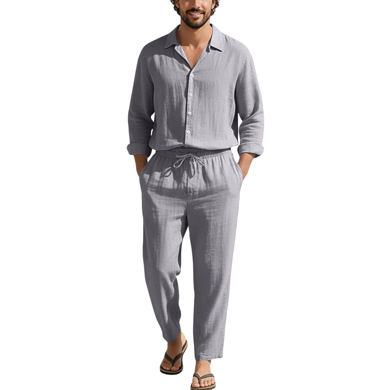 أطقم كاجوال من الكتان للربيع و - مراجعة Men'S Fashion Loose Pants وسعره